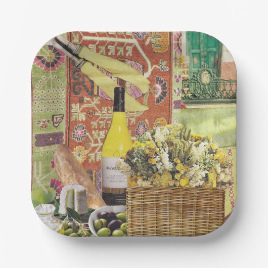 8サラダまたは前菜紙プレートとワイン ペーパープレート (正面)