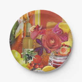 8サラダサイズの紙プレート（オレンジと黄色） ペーパープレート