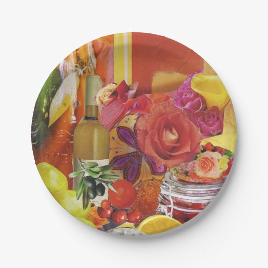 8サラダサイズの紙プレート（オレンジと黄色） ペーパープレート (正面)