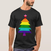 8ストライプ LGBTプライドフラインボークリスマスツリー Tシャツ (正面)