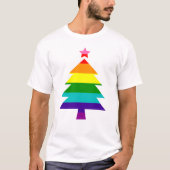 8ストライプ LGBTプライドフラインボークリスマスツリーT Tシャツ (正面)