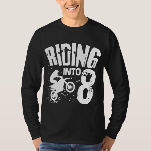 8ダートバイクおもしろいス8誕生日バイクに乗る Tシャツ (正面)
