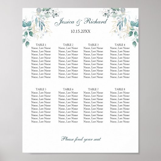 8テーブル座席表ポスター記号 ポスター (正面)