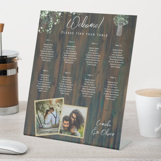 8テーブル素朴ウッドジプソフィラの写真シート 台座サイン (インサイチュ)