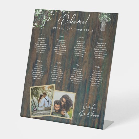 8テーブル素朴ウッドジプソフィラの写真シート 台座サイン (正面)
