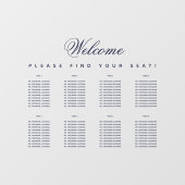 8テーブル透明ネイビーブルースクリプトのシーティングチャート ウィンドウサイン (シート)