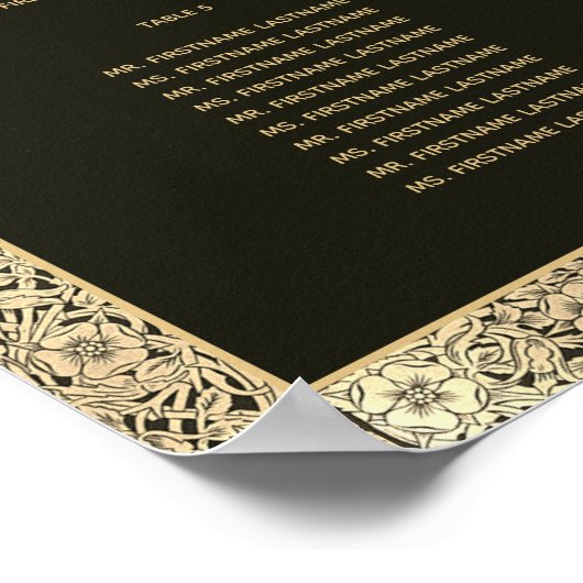 8テーブル黒金ゴールドエレガントヴィンテージ座席表 ポスター (角)