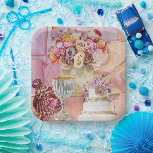 8ディナーサイズの紙プレートとケーキ,ガブレット,バラ ペーパープレート (パーティー)