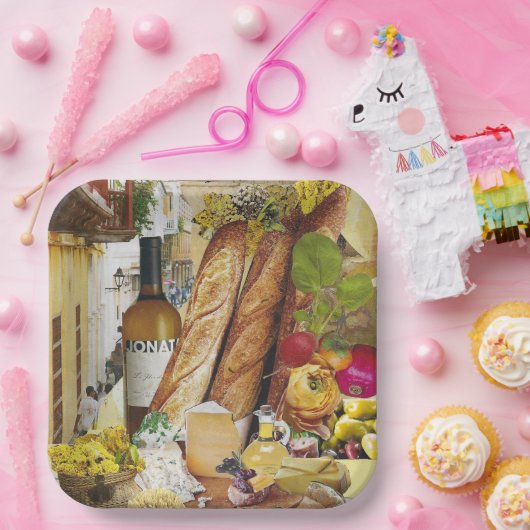 8ディナーサイズの紙プレートとワインとチーズ ペーパープレート (パーティー)