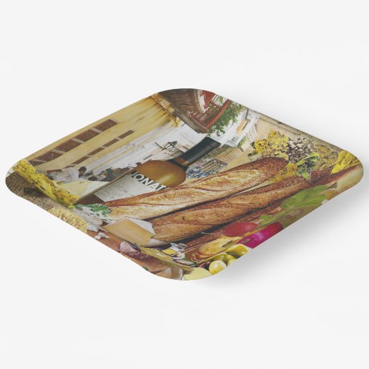 8ディナーサイズの紙プレートとワインとチーズ ペーパープレート (傾斜あり)