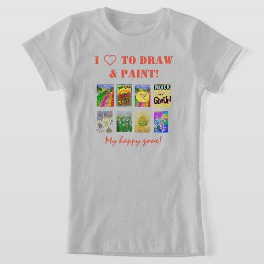 8パネルの写真と文字テンプレートのパーソナライズ Tシャツ (レイダウン)