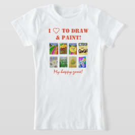 8パネルの写真と文字テンプレートのパーソナライズTシャツ Tシャツ