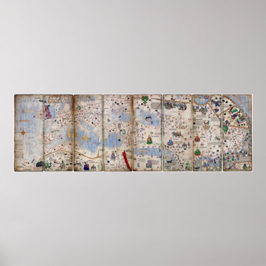 8パネルカタロニア・アトラスby Abraham Cresques (1375) ポスター (正面)