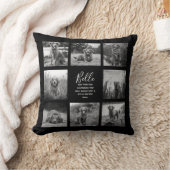 8パーソナライズされたフォトコラージュ黒 クッション (ブランケット)