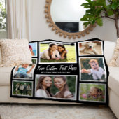 8パーソナライズされたフォトコラージュ黒 フリースブランケット