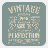 8パーソナライズされたヴィンテージ80歳の誕生日パーティー スクエアシール (正面)