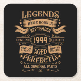 8パーソナライズされたヴィンテージ80歳の誕生日パーティー スクエアペーパーコースター