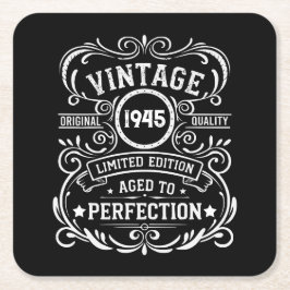 8パーソナライズされたヴィンテージ80歳の誕生日パーティー スクエアペーパーコースター