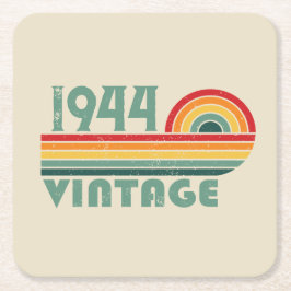 8パーソナライズされたヴィンテージ80歳の誕生日パーティー スクエアペーパーコースター