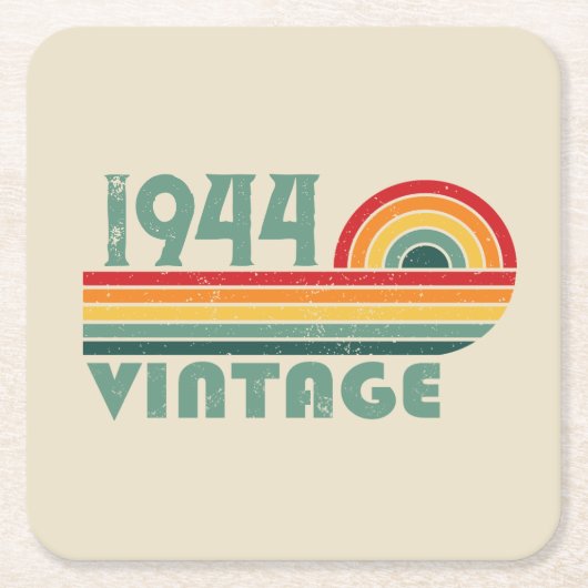 8パーソナライズされたヴィンテージ80歳の誕生日パーティー スクエアペーパーコースター (正面)