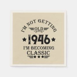 8パーソナライズされたヴィンテージ80歳の誕生日パーティー スタンダードカクテルナプキン
