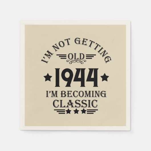 8パーソナライズされたヴィンテージ80歳の誕生日パーティー スタンダードカクテルナプキン (正面)