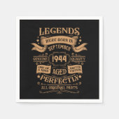 8パーソナライズされたヴィンテージ80歳の誕生日パーティー スタンダードカクテルナプキン (正面)