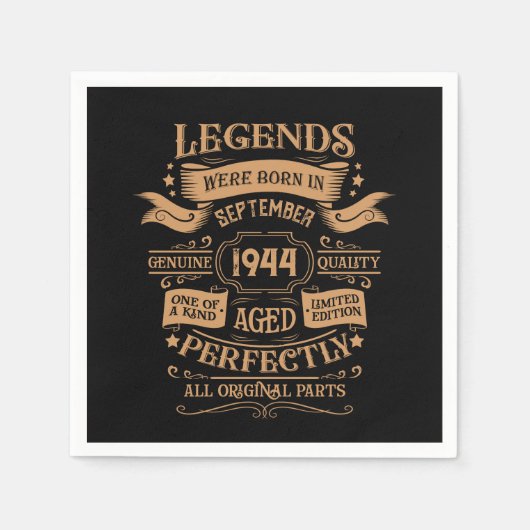 8パーソナライズされたヴィンテージ80歳の誕生日パーティー スタンダードカクテルナプキン (正面)