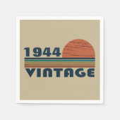 8パーソナライズされたヴィンテージ80歳の誕生日パーティー スタンダードカクテルナプキン (正面)