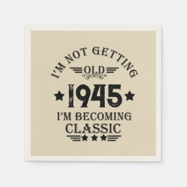 8パーソナライズされたヴィンテージ80歳の誕生日パーティー スタンダードカクテルナプキン
