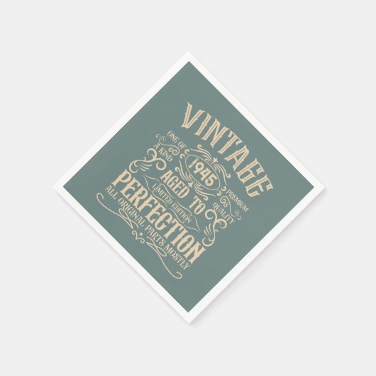 8パーソナライズされたヴィンテージ80歳の誕生日パーティー スタンダードカクテルナプキン (角)