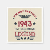 8パーソナライズされたヴィンテージ80歳の誕生日パーティー スタンダードカクテルナプキン (正面)