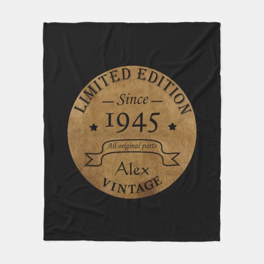 8パーソナライズされたヴィンテージ80歳の誕生日パーティー フリースブランケット (正面)