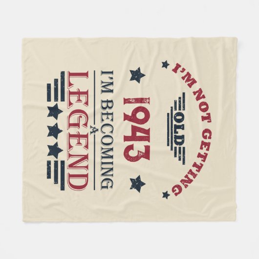 8パーソナライズされたヴィンテージ80歳の誕生日パーティー フリースブランケット (正面(横))