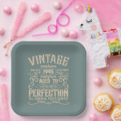 8パーソナライズされたヴィンテージ80歳の誕生日パーティー ペーパープレート (パーティー)