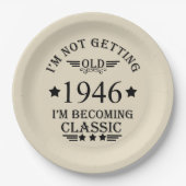 8パーソナライズされたヴィンテージ80歳の誕生日パーティー ペーパープレート (正面)