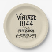 8パーソナライズされたヴィンテージ80歳の誕生日パーティー ペーパープレート (正面)