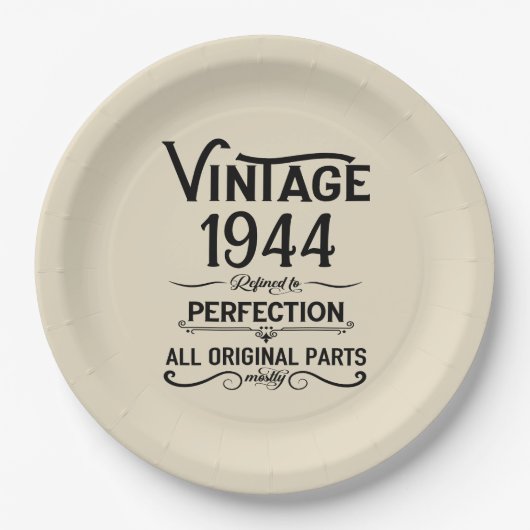 8パーソナライズされたヴィンテージ80歳の誕生日パーティー ペーパープレート (正面)