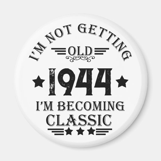 8パーソナライズされたヴィンテージ80歳の誕生日パーティー マグネット (正面)