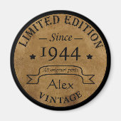 8パーソナライズされたヴィンテージ80歳の誕生日パーティー マグネット (正面)