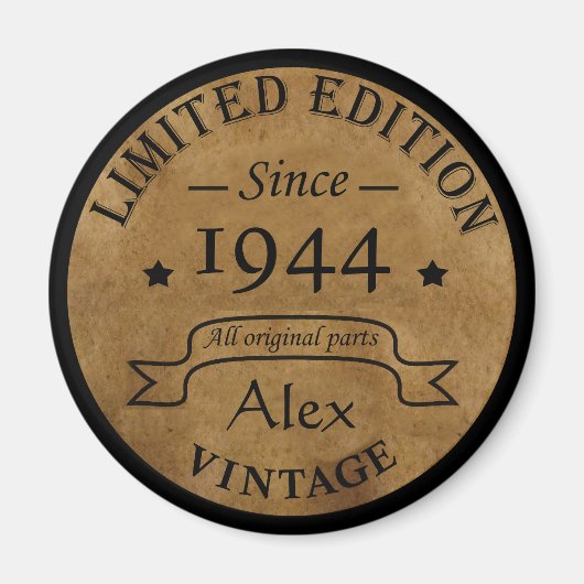 8パーソナライズされたヴィンテージ80歳の誕生日パーティー マグネット (正面)