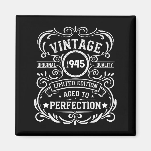 8パーソナライズされたヴィンテージ80歳の誕生日パーティー マグネット (正面)