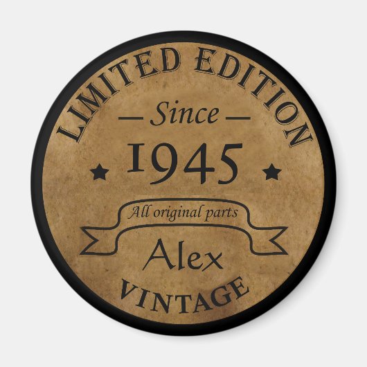 8パーソナライズされたヴィンテージ80歳の誕生日パーティー マグネット (正面)