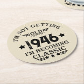 8パーソナライズされたヴィンテージ80歳の誕生日パーティー ラウンドペーパーコースター (アングル)