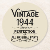 8パーソナライズされたヴィンテージ80歳の誕生日パーティー ラウンドペーパーコースター (正面)