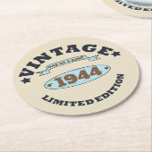 8パーソナライズされたヴィンテージ80歳の誕生日パーティー ラウンドペーパーコースター (アングル)