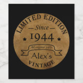 8パーソナライズされたヴィンテージ80歳の誕生日パーティー ワインラベル (シングルラベル)