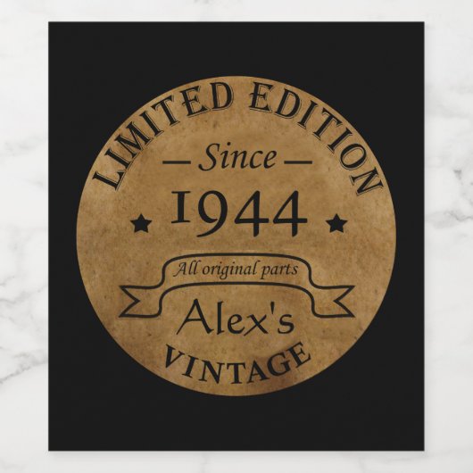 8パーソナライズされたヴィンテージ80歳の誕生日パーティー ワインラベル (シングルラベル)