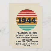 8パーソナライズされたヴィンテージ80歳の誕生日パーティー 招待状 (正面/裏面)