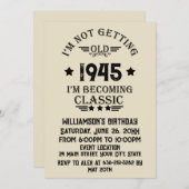 8パーソナライズされたヴィンテージ80歳の誕生日パーティー 招待状 (正面/裏面)